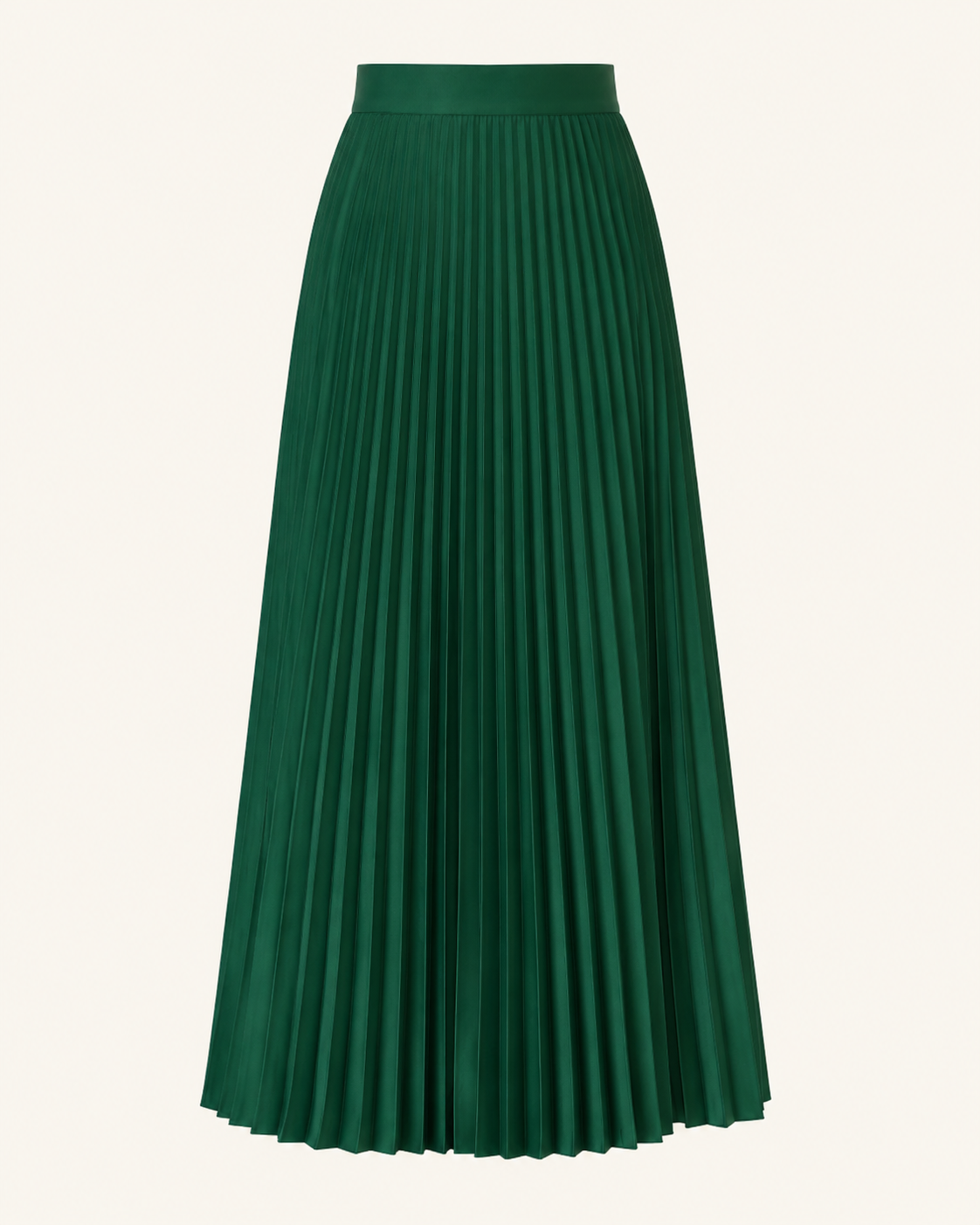 Maribel Pleated Maxi Skirt shown alone with wide waistband and sunray pleats